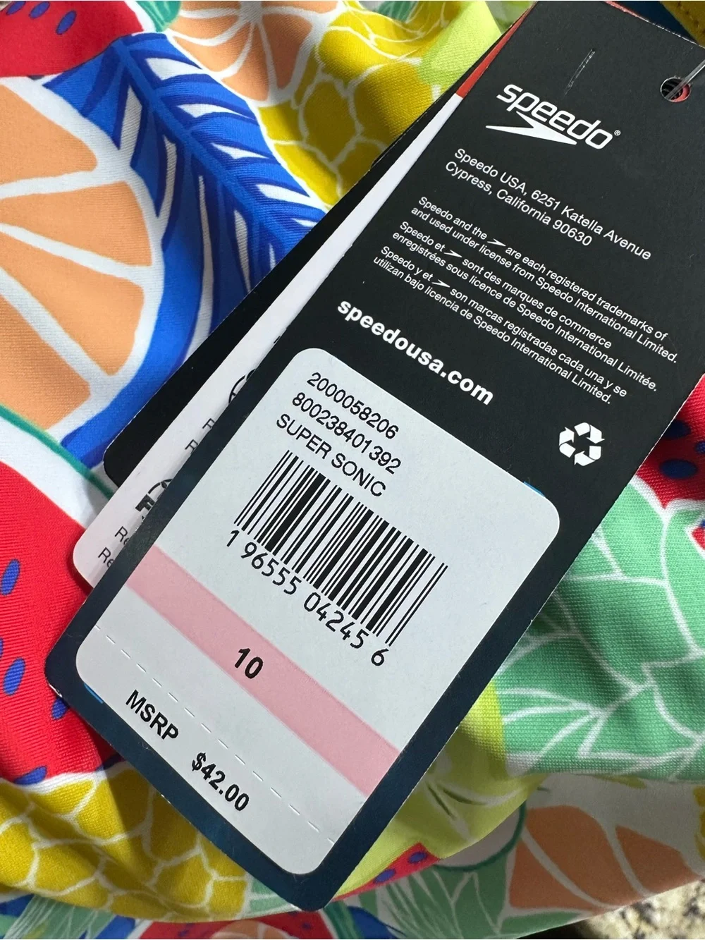 Speedo Tropical Fruit One-Piece Swimsuit Girls Size 10 NWT 🍍🍉